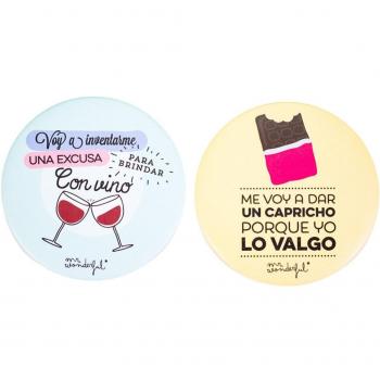 Mr.Wonderful - Pack de 2 imanes molones Vino y chocolate