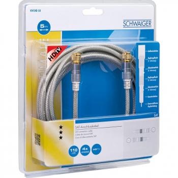 Cable Coaxial SAT Schwaiger 110dB, 5m, F a F, Oro