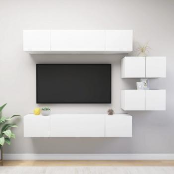 Set de Muebles de Salón TV 6 Piezas en Madera de Ingeniería, Dimensiones: 80 x 30 x 30 cm, Incluye Mueble TV, Mesa de TV y Mueble Televisor