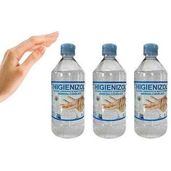 Solución higienizante para la limpieza de manos - botella de 500 ml - Pack de 3 botellas de 500 ml HIGIENIZOL