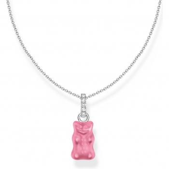 Thomas Sabo Pink Gold Bear Necklace with Zirconia Pendant for Women
