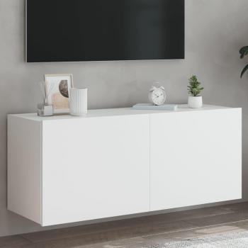 Mueble de TV de pared con luces LED blanco 100x35x41 cm vidaXL, Mueble de Salon, Mueble TV, Mesa de TV