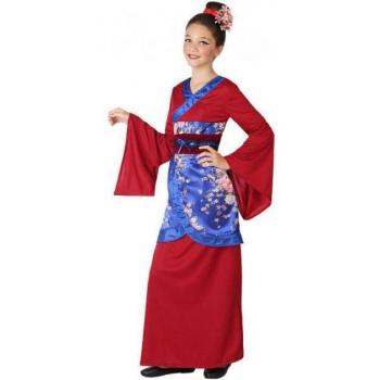 Disfraz de China Rojo y Azul para niña 7-9 años