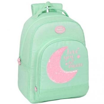 Mochila Escolar BlackFit8 Moon Verde 32 x 42 x 15 cm, Mochila Adaptable Carro Reciclado, Tejido Reciclable, Cómoda y Versátil, Calidad y Resistencia