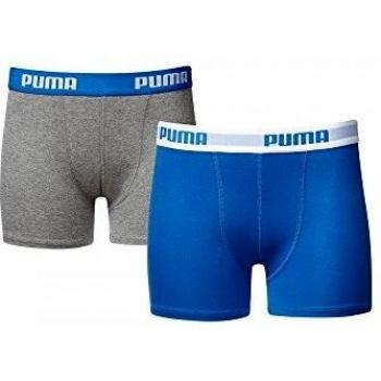 Puma 2-Pack 360 Logo Boys Boxer Escritos, Azul/Gris Edad 11-12