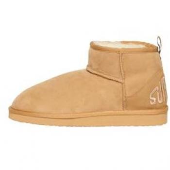 Superdry Suede Sherpa Mini Snow Boots for Women - Light Tan, Size 5-6