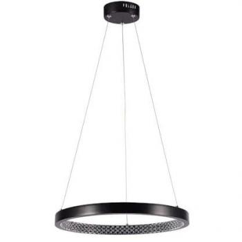 Lámpara de Colgar Circular LED 19W en Metal Negro, Diámetro 40cm, Altura 108cm, Luz Cálida 3000K