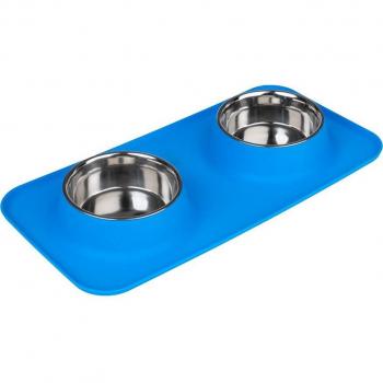 Comedero doble TIAKI con alfombrilla de silicona - 2 x 540 ml - 14 cm diámetro