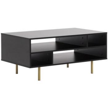 Mesa de café angular Providence U102, Aglomerado laminado, Negro, 100 x 60 x 45 cm