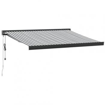 Toldo retráctil de aluminio y tela antracita/blanco 3x2,5 m