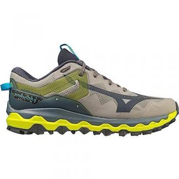 Mizuno Wave Mujin 9 - Zapatillas de trail running para hombre, color gris y azul con detalles en neón, talla 40 EU