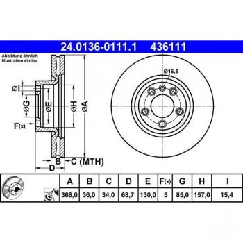 Disco de freno ATE 24.0136-0111.1, ventilado, altamente carbonizado, 1 pieza