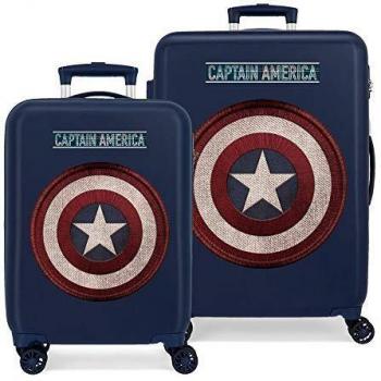 Marvel Los Vengadores Captain America Juego de Maletas Azul 55/68 cms Rígida ABS Cierre combinación 104L 4 Ruedas Dobles Equipaje de Mano