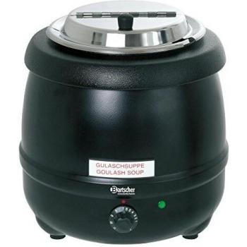 Olla Sopera Eléctrica Profesional Bartscher Economic 9 Litros, 400W, Color Negro/Plata, Dimensiones 36x33 cm