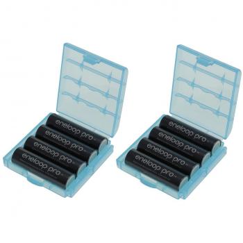 Eneloop XX - Pilas AA (2550 mAh, tecnología eneloop, mínimo 2450 mAh, incluye 2 estuches para pilas)