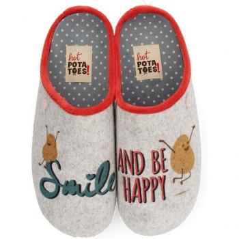 Zapatillas de casa abiertas de mujer con material reciclado - Gioseppo Babucha Gris Smile And Be Happy