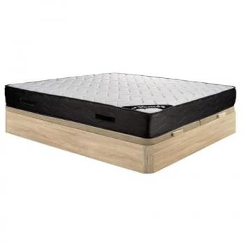 Conjunto somier canapé 180 x 200 cm natural claro + colchón de muelles ensacados de 7 zonas y espuma viscoelástica de 24 cm - MERISI de YSMÉE