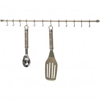 KitchenCraft Stainless Steel Kitchen Utensil Hanging Rack with 12 Hooks, 52 cm