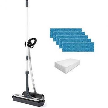 Polti Moppy Black Premium - Limpiador a vapor sin cables, extra dotación de paños, para todo tipo de suelos y superficies verticales lavables, Negro