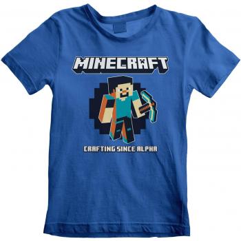 Camiseta unisex azul de Minecraft Crafting Since Alpha para niños de 7-8 años