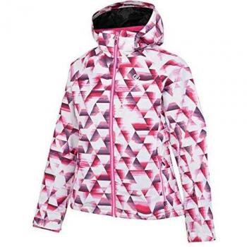 Dare 2b Encompass Waterproof & Breathable High Loft Insulated Ski & Snowboard Jacket with Fixed Snowskirt and Foldaway Hood Chaquetas aislantes Impermeables, Mujer, Cyber Pink, 6