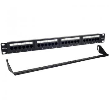 Patch Panel Phasak PU 2424 de 24 puertos categoría 6 con altura de 1U y gestión de cables