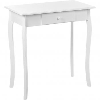 Consola blanca Albia 75 x 40 cm MDF con cajón y patas de madera estilo francés