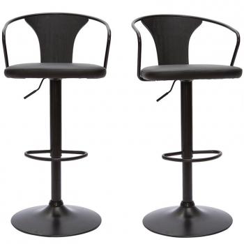 Set de 2 taburetes de cocina ajustables negros estilo industrial Beckett