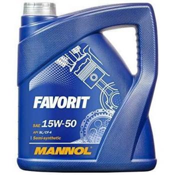 Aceite de motor MANNOL Favorit 15W-50 4L, semisintético, compatible con Volkswagen, Audi y Mercedes-Benz