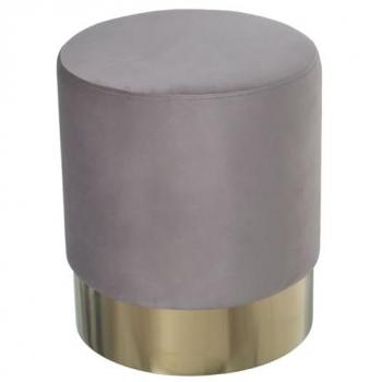 Puff Alexandra House Living Gris Terciopelo Madera 35 x 42 x 35 cm