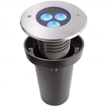 Luz de suelo empotrable LED RGB 24V, 7W, acero inoxidable, IP67, regulable, para exteriores