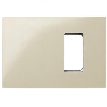Placa Simon 27 Play con 1 módulo estrecho caja universal marfil