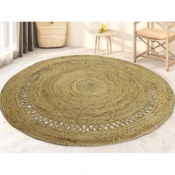 Alfombra Redonda de Yute 100% Natural - Diámetro 150 cm - Modelo ALYA