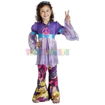 Disfraz Hippie Morado para niña