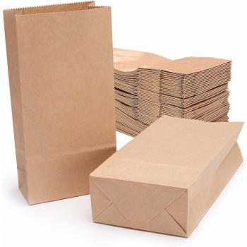 Bolsa de Papel Kraft Marrón,Bolsas de Regalo de Bricolaje para Navidad/Bodas/Fiestas de Cumpleaños/Mercados/Cafeterías/Tiendas de Comida para Llevar 32x18x11cm 20PCS