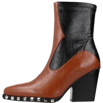 Botines de Mujer Noa Harmon Modelo 9091N Marrón, tipo de calzado, material sintético, suela de goma, diseño moderno, cierre con cremallera lateral, altura del tacón 5 cm