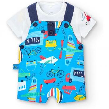 Boboli - Conjunto de bebé niño de camiseta de manga corta y peto estampado