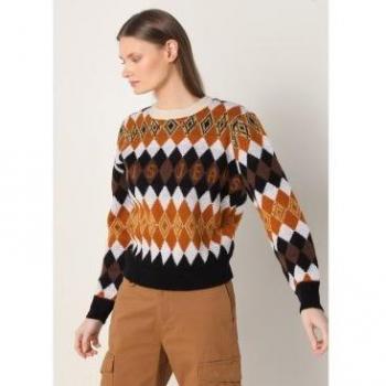 Jersey de cuello caja con rombos multicolor