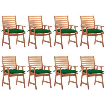 Outdoor Dining Chair Set with Cushions - 8 pcs Solid Acacia Wood
