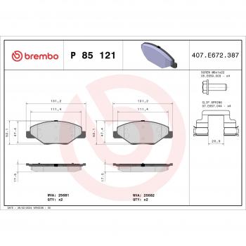 Pastillas de freno BREMBO P 85 121X