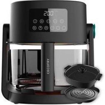 Cecotec Cecofry Flip&Grill 4500 Freidora de Aire Reversible 3 en 1, Capacidad de 4.5L, Potencia de 1500W, Color Negro