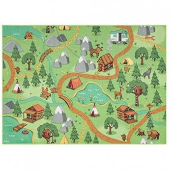 Alfombra Antideslizante Rebel Roads Wild Life 90 para Niños - Verde Bosque 95x200 cm