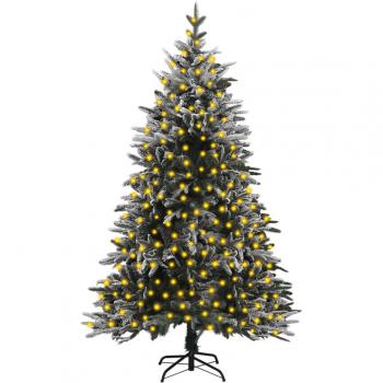 Pre-lit Flocked Snow Artificial Christmas Tree 240 cm PVC & PE