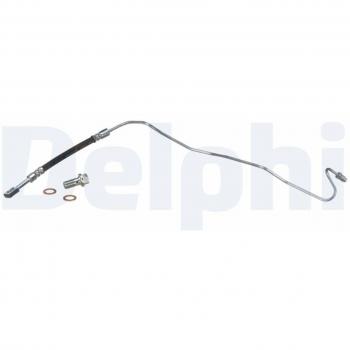 Tubo de freno y latiguillo de freno DELPHI LH7405, fabricado en acero flexible, con conectores roscados de alta resistencia, diseñado para sistemas de frenos hidráulicos en vehículos, cumple con normativas