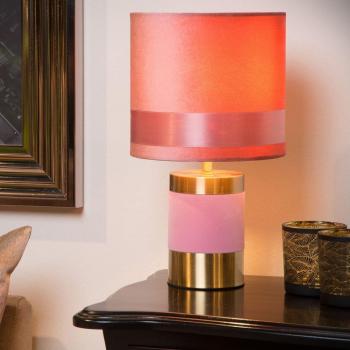 Lámpara de mesa Extravaganza Frizzle, rosa/oro, Ø 18 cm, 1xE14, estilo retro