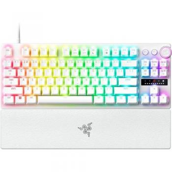 Teclado Razer Huntsman V3 Pro Tenkeyless Blanco QWERTY Español con Teclas PBT y Rueda Multifuncional