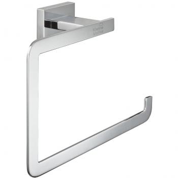 Toallero de aro Meo plateado Kleine Wolke con acabado en plata, diseño moderno, fabricado en metal resistente a la corrosión, fácil de instalar y adecuado para baños contemporáneos