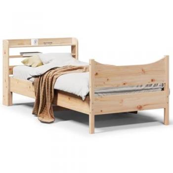 Estructura de Cama con Cabecero de Madera Maciza de Pino 90x200 cm