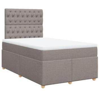 Cama Box Spring con Colchón Tela Gris Taupe 120x190 cm