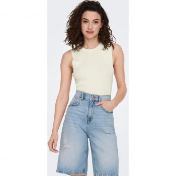 Top de mujer de canalé sin mangas y cuello redondo de la marca ONLY